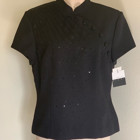 Liz Claiborne Tops - NWT LIZ CLAIBORNE NIGHT SEQUIN BEAD SHORT SLEEVE BLAZER